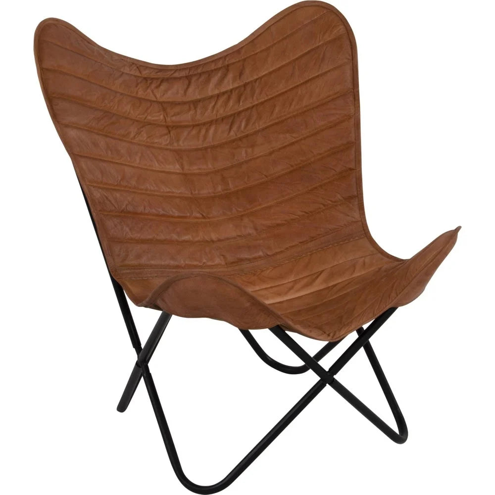 Schmetterlingsstuhl Butterfly-Chair Leder braun