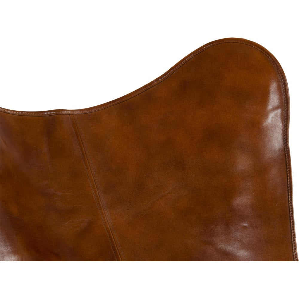 Schmetterlingsstuhl Butterfly-Chair glattes Leder braun