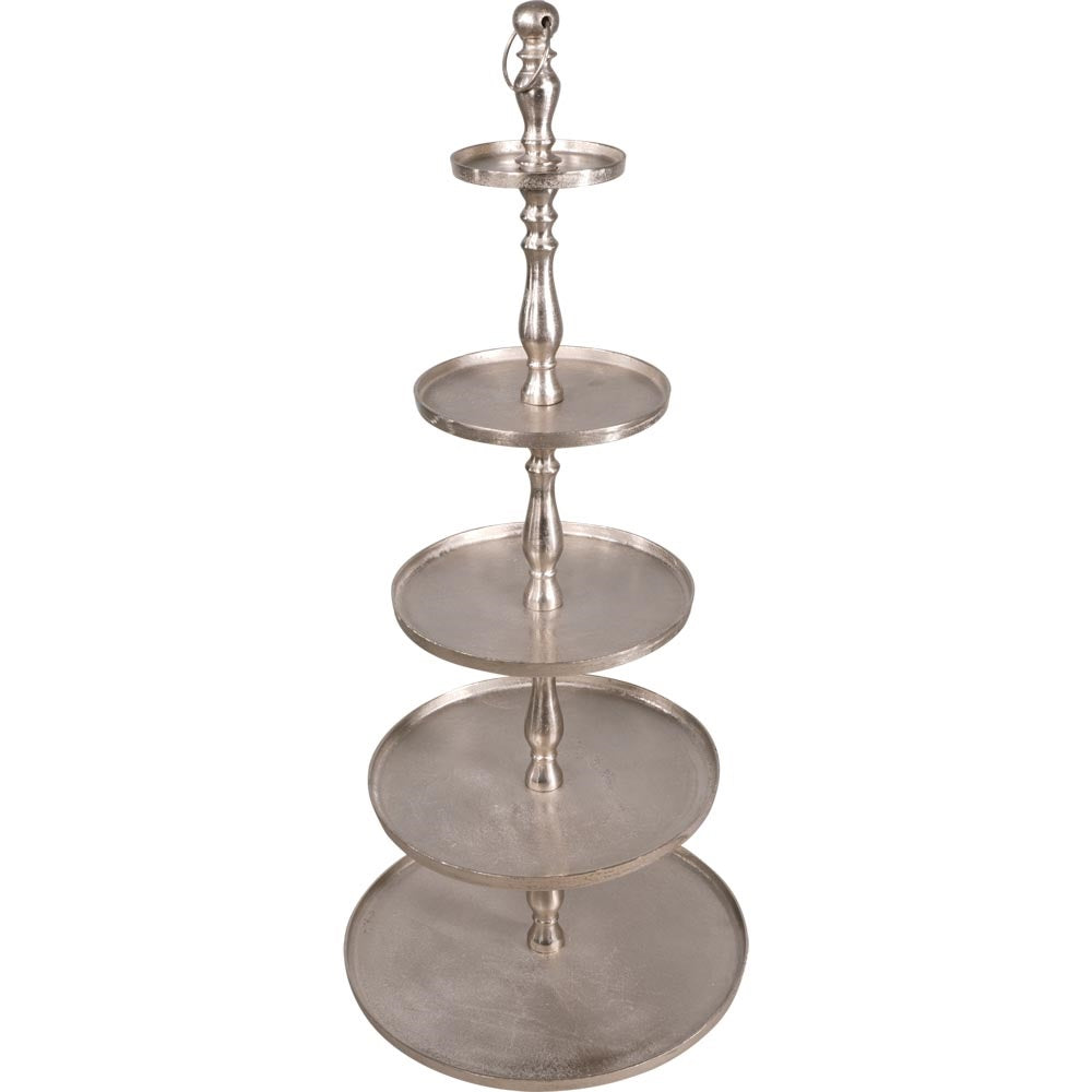 Lesli Living Etagere Servierständer 140cm Aluminium silber 5-lagig