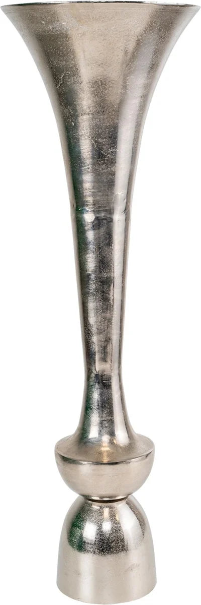 Vase Blumenvase TROMPE Metall silber Ø25,5x78cm