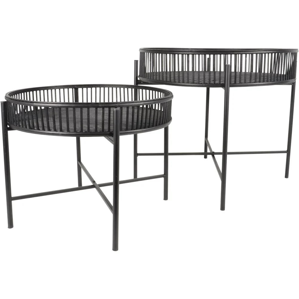Beistelltisch Aiko 2er Set schwarz Ø49/Ø60 cm