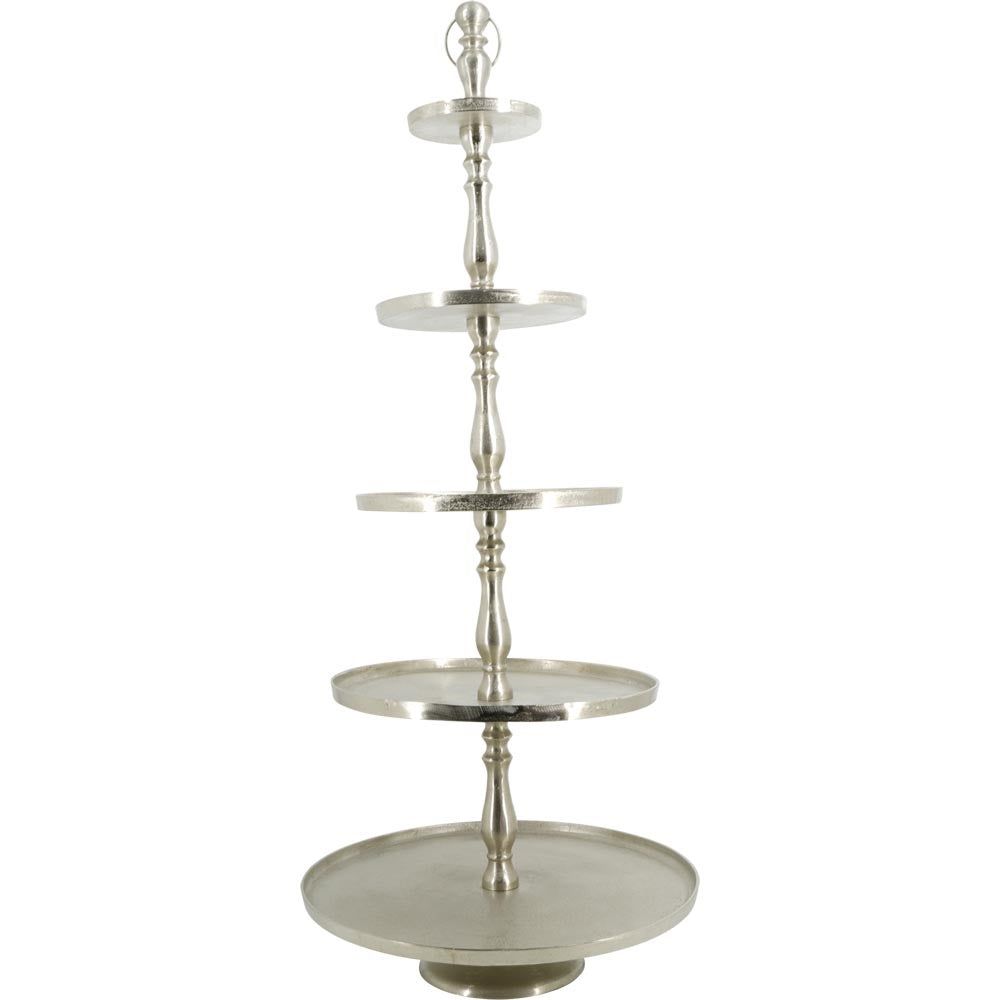 Lesli Living Etagere Servierständer 140cm Aluminium silber 5-lagig